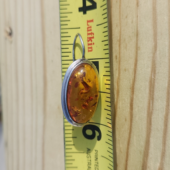 Amber and sterling silver vintage earrings - Picture 5 of 6
